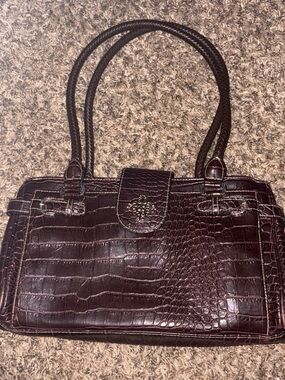 Rosetti Croc-Embossed Shoulder Bag in Dark Brown